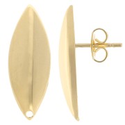 Clous d'oreilles navette bombé 25x9 mm - Doré à l'or fin x2