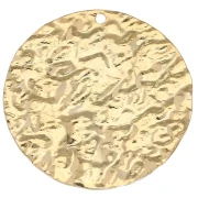 Pendentif rond martelé 25 mm - Doré à l'or fin x1