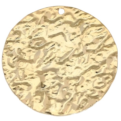 Pendentif rond martelé 25 mm - Doré à l'or fin x1