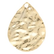 Breloque goutte martelée 17x13 mm - Doré à l'or fin x1