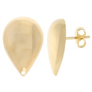 Clous d'oreilles goutte bombée 22x14.5 mm - Doré à l'or fin x2