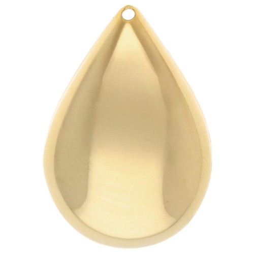 Pendentif goutte bombé 30x20 mm - Doré à l'or fin x1
