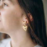 Pendentif coeur 22x24 mm avec résine époxy - Doré à l'or fin - Rouge x1