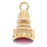 Pendentif ethnique 28x13 mm avec résine époxy - Doré à l'or fin - Rouge x1|raw }}