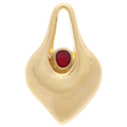 Pendentif coeur martelé 24x15 mm avec résine époxy - Doré à l'or fin - Rouge x1