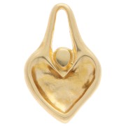 Pendentif coeur martelé 24x15 mm avec résine époxy - Doré à l'or fin - Rouge x1
