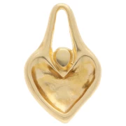 Pendentif coeur martelé 24x15 mm avec résine époxy - Doré à l'or fin - Rouge x1