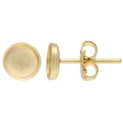Clous d'oreilles pour cabochon fond plat 6 mm - Doré à l'or fin x2|raw }}