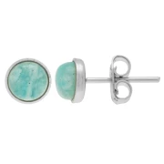 Clous d'oreilles pour cabochon fond plat 6 mm - Argenté x2
