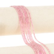 Perles rondes facettées 2 mm en pierre gemme - Quartz Rose x39cm