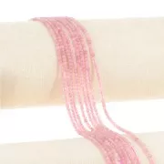 Perles rondes facettées 2 mm en pierre gemme - Quartz Rose x39cm