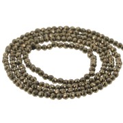 Perles Rondes facettées 2 mm en pierre gemme - Pyrite x38cm