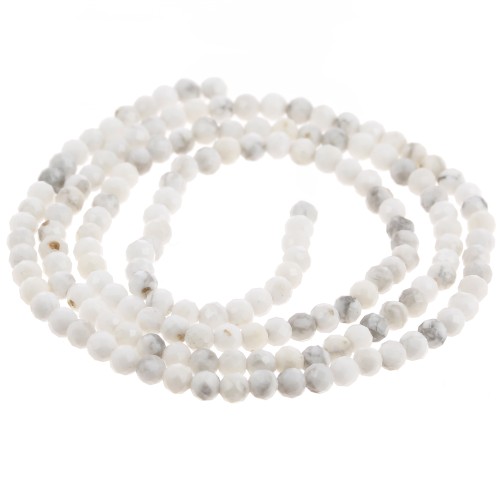 Perles Rondes facettées 2 mm - Howlite x38cm