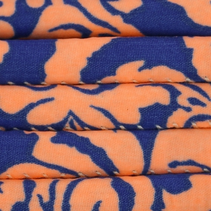 Cordon coton tubulaire 6 mm Saumon/Bleu dur x 1 m