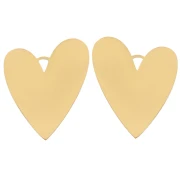 Pendentifs coeur 38x30 mm - Acier inoxydable 304L Doré x2