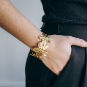 Bracelet jonc fleurs de cerisier réglable 36x160 mm - Acier inoxydable 304L x1