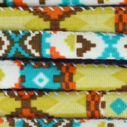 Cordon coton tubulaire 6 mm Indien Ocre/Green Turquoise x 1 m|raw }}
