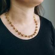 Collier maille Fantaisie avec effet noeud 7.5mm - Acier inoxydable 304L Doré x46cm