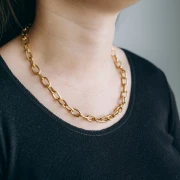 Collier maille Forçat 8.3 mm alternée texturée - Acier inoxydable 304L Doré x46cm