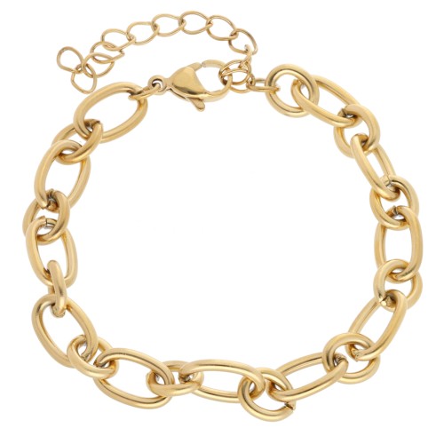 Bracelet maille Forçat alternée 7 mm - Acier inoxydable 304L Doré x16cm