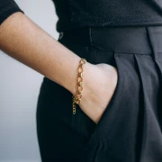 Bracelet maille Fantaisie 7.5 mm - Acier inoxydable 304L Doré x16cm