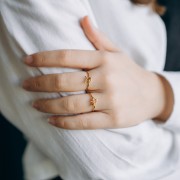 Bague réglable signe du zodiaque - Taureau - Acier inox 304L Doré - Violet x1