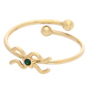 Bague réglable signe du zodiaque - Verseau - Acier inox 304L Doré - Emeraude x1|raw }}