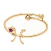 Bague réglable signe du zodiaque Poissons et CZ - Acier inox 304L Doré - Rose