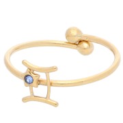 Bague réglable signe du zodiaque - Gémeaux Acier inox 304L Doré - Light Sapphire|raw }}