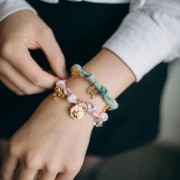 Bracelet en tissu noué avec 3 anneaux - Acier inox 304L Doré - Marron - Noir x18cm