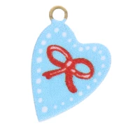 Coeur - Breloque coeur 12x8 mm impression UV - Noeud - Acier inox 304L Doré - Bleu - Rouge Breloque coeur 12x8 mm impression UV - Noeud - Acier inox 304L Doré - Bleu - Rouge