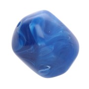Perle baroque irrégulière en résine opaque 19x15 mm - Bleu royal marbré x1