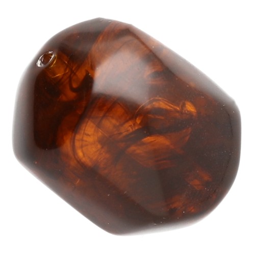 Perle baroque irrégulière en résine translucide 22x17 mm - Ambre marbré x1