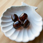 Perle baroque irrégulière en résine translucide 22x17 mm - Ambre marbré x1