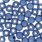 Perles rondes en bois 4 mm Bleu Foncé Nacré x50|raw }}