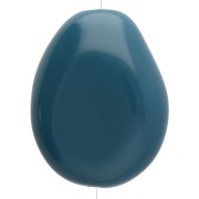 Perle plate irrégulière en résine opaque 25x20 mm - Bleu paon x1