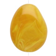 Perle plate irrégulière en résine translucide 22x17 mm - Jaune miel marbré x1