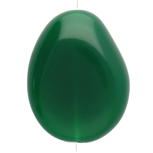 Perle plate irrégulière en résine opaque 22x17 mm - Vert émeraude x1