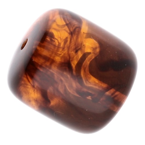 Perles tubes en résine translucide 16x14 mm - Ambre marbré x4