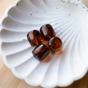 Perles tubes en résine translucide 16x14 mm - Ambre marbré x4