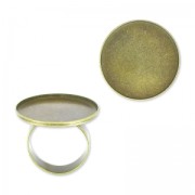 Bague en laiton serti cabochon fond plat rond 25 mm bronze x1