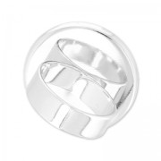 Bague en laiton serti cabochon fond plat rond 25 mm argenté x1