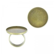 Bague en laiton serti cabochon fond plat rond 20 mm bronze x1