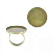 Bague en laiton serti cabochon fond plat rond 20 mm bronze x1