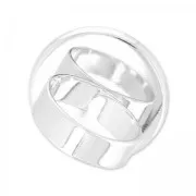Bague en laiton serti cabochon fond plat rond 20 mm argenté x1