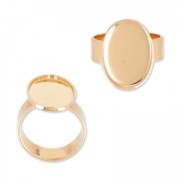 Bague en laiton serti cabochon fond plat ovale 18x13 mm doré rose x1|raw }}