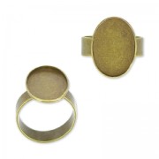Bague en laiton serti cabochon fond plat ovale 18x13 mm bronze x1