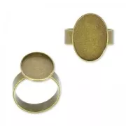 Bague en laiton serti cabochon fond plat ovale 18x13 mm bronze x1