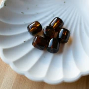 Perles tubes en résine translucide 12x11 mm - Ambre marbré x6