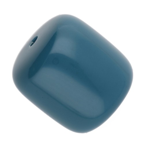 Perles tubes 12x11 mm en résine opaque - Bleu paon x6